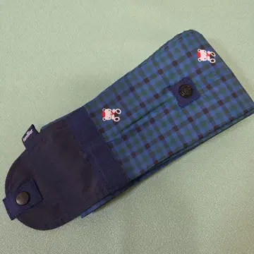 familiar 체크 무늬 에코백 네이비/그린