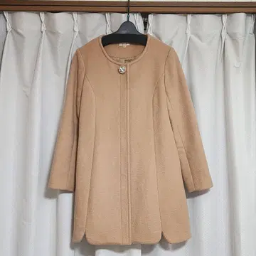 알라만다 베이지 퍼 롱 코트