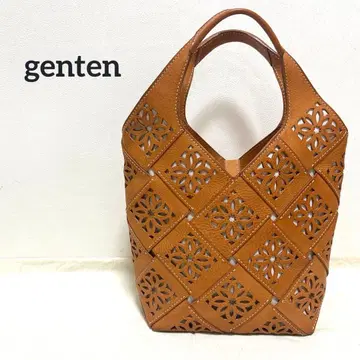 genten 서스티나블 컷워크 토트 백 누메 브라운
