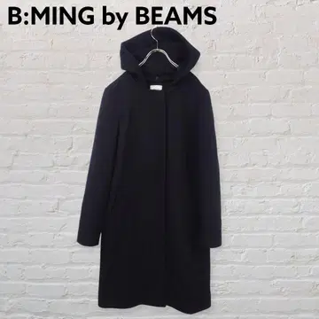 B:MING by BEAMS 후드 탈부착 가능 울 코트 블랙 M
