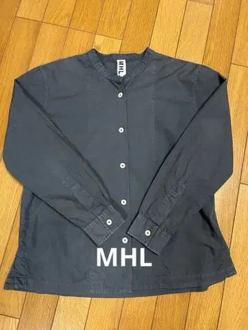 MHL. 밴드 카라 코튼 포플린 셔츠 그레이 사이즈 2