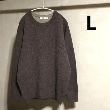 새상품급 유니클로 U 바이컬러 라무 크루넥 스웨터 브라운 L