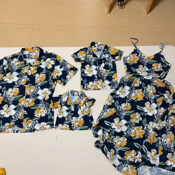 하와이안 셔츠 가족 커플 코디