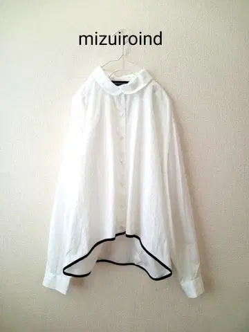 mizuiroind 바이컬러 헤임 라운드 칼라 셔츠