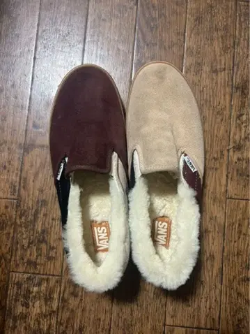 VANS 스웨이드 슬립온 버건디/베이지