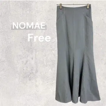 노마에 NOMAE 머메이드 스커트 롱 플레어 허리밴딩 블루