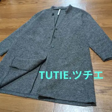 TUTIE.츠치에 슬라이버 니트 코트 노카라