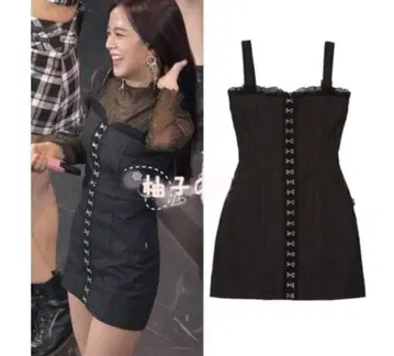 BLACKPINK 지수 착용 데님 슬리브리스 원피스 레어!!