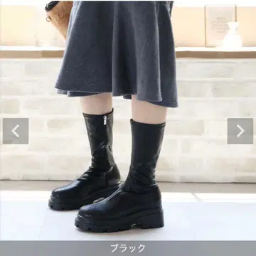 VIVIAN COLLECTION 통굽 스트레치 미들 부츠 블랙