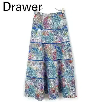 [ 새상품급 ] 드로어 Drawer 플레어 롱 스커트 패턴 레이스 컬러풀