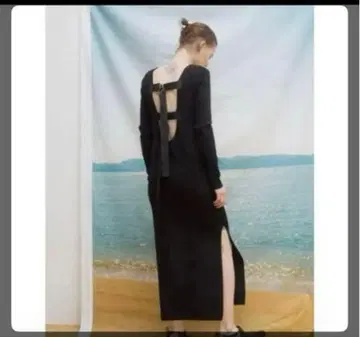 LEINWANDE 벨티드 니트 드레스, 블랙