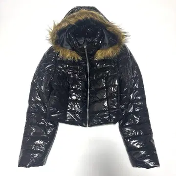 새상품급 y2k 00s 광택 퍼 짧은 기장 패딩 자켓 [ L ] 블랙