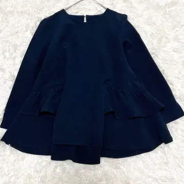 글래머러스 정원 페플럼 블라우스 상의 네이비 티어드 프릴