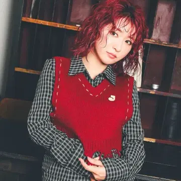 [JIMWAG] Damaged short knit vest 빨간색