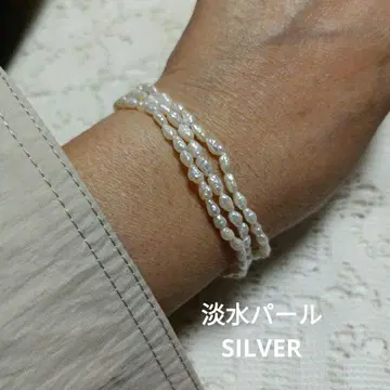 담수 진주 3연 SILVER 팔찌