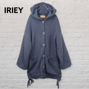 IRIEY 안감 플리스 니트 후드티 코트 밑단 드로 코드 부착 따뜻한
