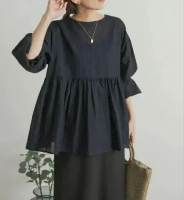 시어 JQ 코튼 2WAY 개더 블라우스