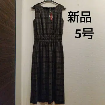 택 포함 새상품 5호 롱 원피스 컬 파크 크레인 그레이 체크