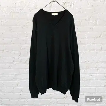 11736 초야 셔츠 팩토리 캐시미어 V넥 니트 스웨터 블랙