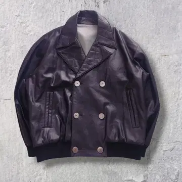 80's vintage 가죽 자켓 더블 버튼 블랙 모드 아카이브