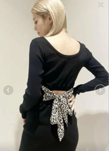 블랙 백리본 긴팔 미니 원피스