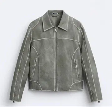 ZARA 페이크 레더 재킷 그레이 스웨이드풍
