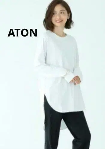ATON 에이톤 라운드 헴 롱 슬리브 T셔츠 02 긴팔 티셔츠 화이트