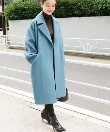 IENA MANTECO 오버 체스터 코트 블루