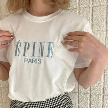 [ epine ] 새상품급 Pembroidery tee 셔츠 화이트 블루