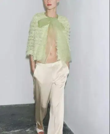 미사용 ZARA 프린지 리본 포함 니트 자켓 가디건 인기 완판템