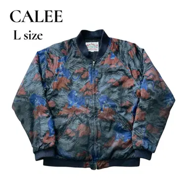 칼리 CALEE 새틴 리브 자켓 블루종 호랑이 백호 올 패턴 아우터