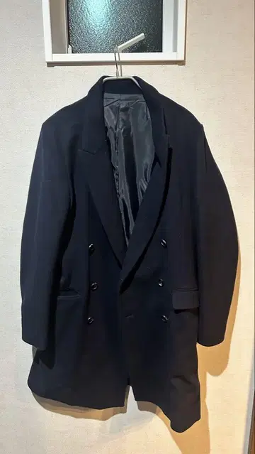 GOSTAR DE FUGA 네이비 더블 브레스트 체스터 코트