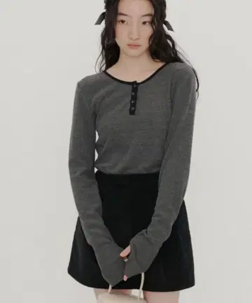 롱 슬리브 리브 상의