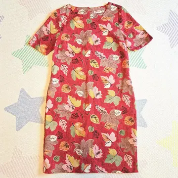 Cath Kidston 꽃무늬 반팔 무릎 기장 원피스 빨간색 면 100%