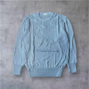 [ VINTAGE ] 90s 니트 크루넥 케이블 짜임 스카이블루 M