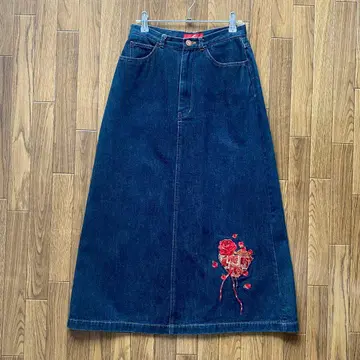 PINK HOUSE 자수 롱 데님 스커트 M