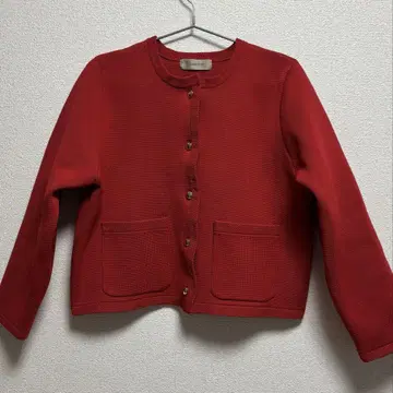 저스길리티 골드 버튼 노카라 골드 버튼 니트 자켓