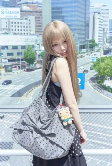 PINCUNOMARU 리본백 (도트 그레이)