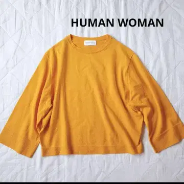 새상품급 HUMAN WOMAN 휴먼 우먼 면 니트 크루넥 와이드