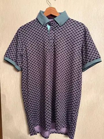 GREYSON 기하학 패턴 피케 셔츠 S 사이즈
