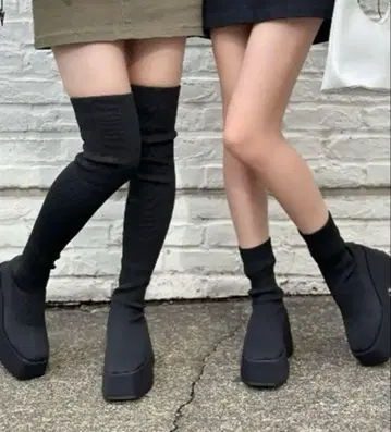 블랙 통굽 하이컷 부츠 24 ~ 24.5