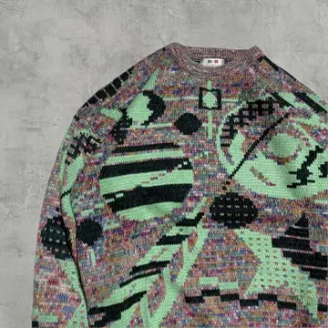 [ 초특가 ] 90s 니트 스웨터 어스 컬러 여성용 도트 무늬 L