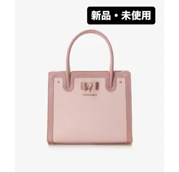 리본 스퀘어 핸드백 핑크