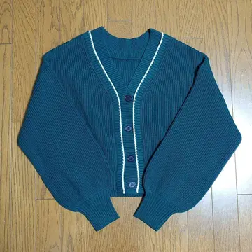 7G 하이색 V넥 가디건 그린 SHORT 로리즈팜