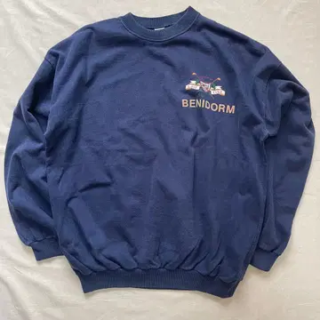 90s 미국제 맨투맨 트레이닝복 네이비 원포인트 와이드