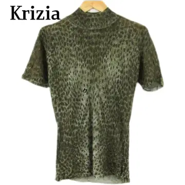 [새상품급] 크리짜 반팔 니트 레오파드 무늬 모크넥