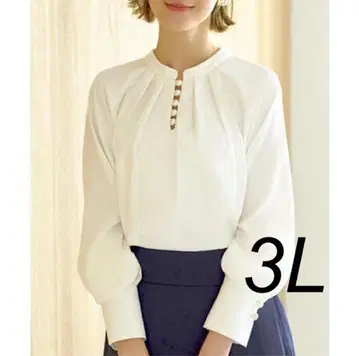 루일 에 부티크 [ 새상품급 ] 슬릿 펄 스탠드 카라 블라우스 3L