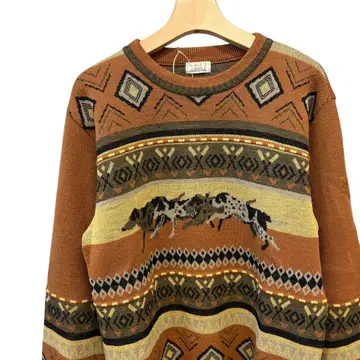 Pringle SPORTS 쿨넥 니트 스웨터 올 패턴 강아지 일본제