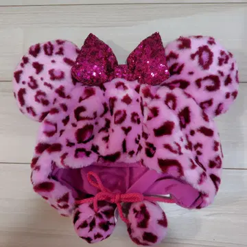 디즈니 팬캡 미니 레오파드 무늬 핑크 헤이세이 갸루