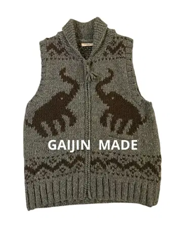 코끼리 디자인 울 혼방 슬리브리스 베스트